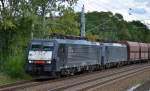 Doppeltraktion mit MRCE Dispoloks E 189-157/ES 64 F4-157 + E 189-457/ES 64 F4-457 für DB Schenker mir Erzzug (leer) Richtung Oranienburg am 10.09.15 Mühlenbeck/Mönchmühle bei