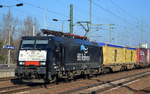 ERSR/LOCON Benelux B.V.? mit der MRCE Dispo 189 208-2/ES 64 F4-208 mit Container-/KLV-Güterzugleistung am 15.02.17 Bf.