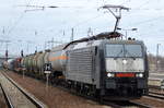 DB Cargo mit der MRCE Dispo E 189-452 und einem gemischten Güterzug am 07.03.17 Bf.