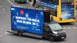Dieser FIAT DUCATO Spezialtransporter dient ausschlie�lich Werbezwecken mit seiner mobilen beleuchteten Werbewand, jetzt im Sommer und vor allem bei Gro�veranstaltungen (01.06.13 DFB Pokalenspiel in