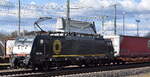 LTE Logistik- und Transport- GmbH, Graz [A] mit der geleasten BRCE Dispo Lok  ES 64 F4-201 [NVR-Nummer: 91 80 6189 201-7 D-DISPO] und einem KLV-Zug aus Polen am 01.04.25 Höhe Magdeburg Hbf.