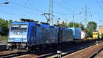 LTE Logistik- und Transport GmbH, Graz [A] mit ihrer  186 943  [NVR-Nummer: 91 80 6186 943-7 D-LTE] + der geleasten BRCE Dispolok  ES 64 F4-802  [NVR-Nummer: 91 80 6189 802-2 D-DISPO] und KLV-Zug am