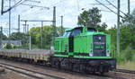 BUG V 100-BUG-03 (202 520-3) mit Schotterzug am 04.07.17 Bf.