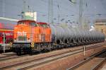 Doppeltraktion mit hvle V160.4 (92 80 1203 109-4 D-HVLE) + V160.? am 16.04.11 im Bhf.
