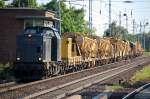 LOCON 218 (203 124-3) mit Gleisbaumaschinenzug u.a mit einer Gleisschotterreinigungsmaschine RM 801-2 von P&T der DB Bahnbau Gruppe und dem Gleisbauschienenkran KRC 810 T der Fa MGW aus Berlin