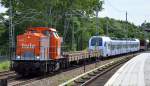 Überführungsfahrt eines fabrikneuen fünfteiligen STADLER FLIRT für die DB der BR 429 Richtung Oranienburg durch hvle V160.9 (92 80 1203 141-7 D-HVLE, LEW Bj.1975) am 16.06.14