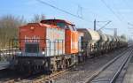hvle V160.6 (203 144-1) mit Schotterzug am 27.10.14 Berlin-Hohenschönhausen.