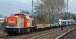hvle V160.9 (203 141-7) überführt einen fabrikneuen vierteilign FLIRT (428 602-5) für die Westfalenbahn GmbH vom Stadler Werk Berlin-Pankow, 26.01.15
