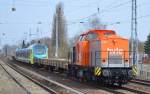 hvle V160.4 (203 109-4) überführt direkt nach Ostern wieder einen fabrikneuen vierteiligen FLIRT ab Stadler Werk Berlin-Pankow für die Westfalenbahn GmbH, diesmal (94 80 1428 603-3