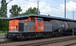 hvle V160.5 (203 143-3) mit Kesselwagenzug (Ethanol) am 16.07.15 Bhf.