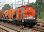 hvle V160.2 (92 80 1203 014-6 D-HVLE, Bl.1973) mit dem M�llzug der Berliner Stadtreinigung (BSR), 12.08.10 Durchfahrt im Bhf.