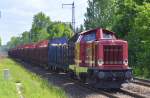 RSBG mit 213 339 und einem Holzzug am 22.05.15 Röntgental b. Berlin