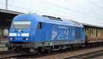 Press 253 015-8 (223 052-2) mit Leerzug Stammholz-Transportwagen am 12.04.16 Durchfahrt Bhf.