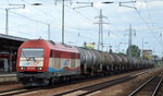 Überraschend, da relativ selten bei uns vertreten, die EVB/MWB 223 034-0 mit Kesselwagenzug am 23.07.16 Durchfahrt Bf.