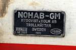 Nat�rlich tr�gt auch NOHAB 1149 ein Fabrikschild, 18.08.10 Bhf.