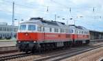 East-West Ralways Duo mit 232 309-5 mit 232 512-4 am Haken am 08.04.14 Durchfahrt Bhf.
