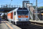 hvle V 490.3 (264 008-4) mit Ganzzug Schüttgutwagen am 21.06.17 Durchfahrt Bfr. Berlin-Hohenschönhausen.