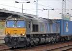�ber CBRail am ERSR verliehen 6605 (GM-EMD Bj.2002) am 25.10.08 mit Containerzug im Bhf.