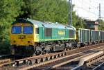 Alpha Trains Leasinglok FPL 66005 (92 51 3650 004-6 PL-FPL, EMD Bj.2006) mit firmeneigenen Ganzzug offener G�terwagen Richtung Bernau, 29.07.08 Berlin-Karow.