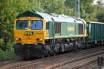 Alpha Trains Leasinglok, die polnische FPL 66002 (92 51 3650 001-2 PL-FPL, EMD Bj.2006) mit einem Ganzzug firmeneigener offener G�terwagen Richtung Bernau am 24.07.08 Berlin-Karow.