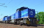 InfraLeuna Doppeltraktion 208 (275 011-5) + 209 (275 012-3) mit Kesselwagenzug (leer) Richtung Stendell am 29.05.17 Berlin-Wuhlheide.