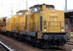 Bauzug der DB Bahnbaugruppe (DGT) mit 293 007-1 (92 80 1293 007-1 D-DGT) + 92 80 1293 011-3 D-DGT  Lok 9  mit Bauaufenthaltswagen und Materialf�rder- und siloeenheiten vom Typ MFS 100 von P&T,