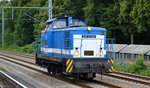 Die Fa. Spitzke SE mit ihrer V 60-SP-014 (345 204-2) am 05.07.16 Eichwalde bei Berlin, noch mal einen Gruß an den Tf.