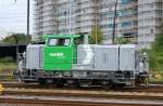 Noch mal die Seitenansicht der Dieselrangierlok Vossloh G 6 (98 80 0650 107-2 D-VL) 27.06.12 Betriebsgel�nde Bhf.