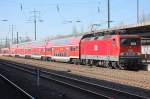 Im Auftrag der Muttergesellschaft DB, MEG 603 (91 80 6143 851-4, LEW Bj.1988) im Einsatz als Zuglok des RB14 nach Nauen, 07.03.11 Bhf.