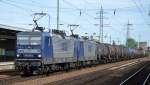 RBH Doppeltraktion mit RBH 116/143 573-4 + 104/143 191-5 und Kesselwagenzug am 16.09.15 Bhf.