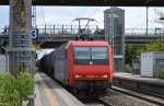 MRCE Mietlok der Neuss-Düsseldorfer Häfen GmbH & Co.KG 145 087-3 (91 80 6145 087-3 D-DISPO) überraschend mit Kesselwagenzug Richtung Schwedt? am 01.07.14 Durchfahrt Bhf.