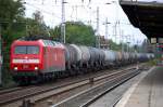 MEG 804 (91 80 6156 004-4 D-MEG, AEG Bj.1991) mit langem Leerzug Kesselwagen Rchtung Schwedt �ber Bernau, 23.09.08 Berlin-Karow.