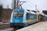 Nun also auch eine alex 183�r angemietet von der ODEG im Regionalverkehreinsatz als RE4 Richtung Ludwigsfelde, hier die 183 004 (91 80 6183 004-1 D-VBG) vor einer metronom Doppelstockwagengarnitur u.
