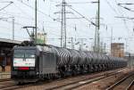 CFL Cargo Deutschland mit MRCE Leasinglok 185 554-3 (91 80 6185 554-3 D-DISPO) und Kesselwagenzug (Dieselkraftstoff) am 11.04.12 Bhf.