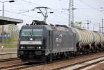 MRCE Leasinlok 185 567-5 (91 80 6185 567-5-D-DISPO) von CFL Cargo Deutschland mit Kesselwagenzug am 25.04.12 Bhf.
