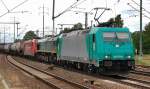 HGK f�hrt mit eigener Lokflotte + Kesselwagenzug Richtung Schwedt, 185 575-8 hat eine der angemieteten Ascendos Class 66 Loks und 2062/185 604-6 am Haken, 14.06.12 Bhf.