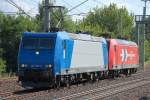 HGK Lokzug mit 185 521-2 und 2002/145-CL 012 am Haken Richtung Bernau, 18.07.13 Berlin-Blankenburg.