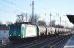 Captrain Lok 185 533-7 mit Kesselwagenzug Richtung Schwedt am 12.03.14 Berlin-Karow.