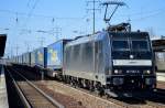 MRCE Mietlok 185 567-5 für BoxXpress mit KLV-Zug am 15.04.15 Durchfahrt Bhf.
