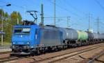 RHC 185 526-1 mit Kesselwagenzug (Benzin) am 01.10.15 Durchfahrt Bhf.