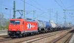 HGK/RHC 2063/185 605-3 mit Kesselwagenzug am 24.04.15 Durchfahrt Bhf.