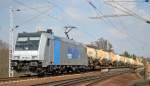 RTBC mit 185 684-8 und Ganzzug Knickkesselwagen (für Kreideschlamm,leer) am 08.03.16 Berlin-Wuhlheide.