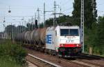 Eine echte �berraschung vor Ort, diese an LTE Slovakia vermietete Lok E 186 238 (91 80 6186 238-2 D-LTE) mit Kesselwagenzug am 04.06.13 Berlin karow Richtung Innenstdt.