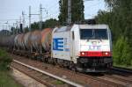 Noch mal aus der N�he die LTE Lok E 186 238 (91 80 6186 238-2 D-LTE, Bombardier Bj.2009) mit Kesselwagenzug am 04.06.13 Berlin-Karow.