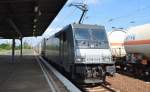Railpool Mietlok E 186 141-8 (NVR-Number: 91 80 6186 141-8 D-Rpool, Bombardier Bj.2008] für ERSR mit einem KLV Zug am 16.07.15 Bhf.