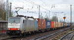 Neu bei uns im Nordosten, die erst seit Anfang Januar 2018 von der Rurtalbahn Cargo angemietete Railpool-Lok 186 107 [NVR-Number: 91 80 6186 107-9 D-Rpool, Bombardier Bj.2007] mit Containerzug