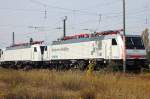 �berraschend standen mal wieder die beiden wei�en SIEMENS 189�r (die vordere mit dem Aufdruck  Borderless Mobility ) am ehemaligen G�terbahnhof Berlin-Moabit gegen�ber dwem Berliner Westhafen.