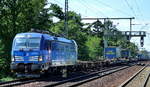 CD Cargo mit der Vectron 383 004-0 und schwach ausgelastetem KLV-Zug (LKW WALTER Trailer) Richtung Tschechien am 31.07.17 Dresden-Strehlen.