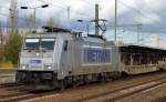Tschechische METRANS/HHLA 386 004-6 (91 54 7386 004-6 CZ-MT, Bombardier Bj.2014) mit schwach ausgelastetem Containerzug am 09.11.15 Bhf.