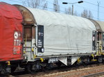 Drehgestell-Flachwagen mit Schiebeplane vom Einsteller AAE Cargo AG mit der Nr.